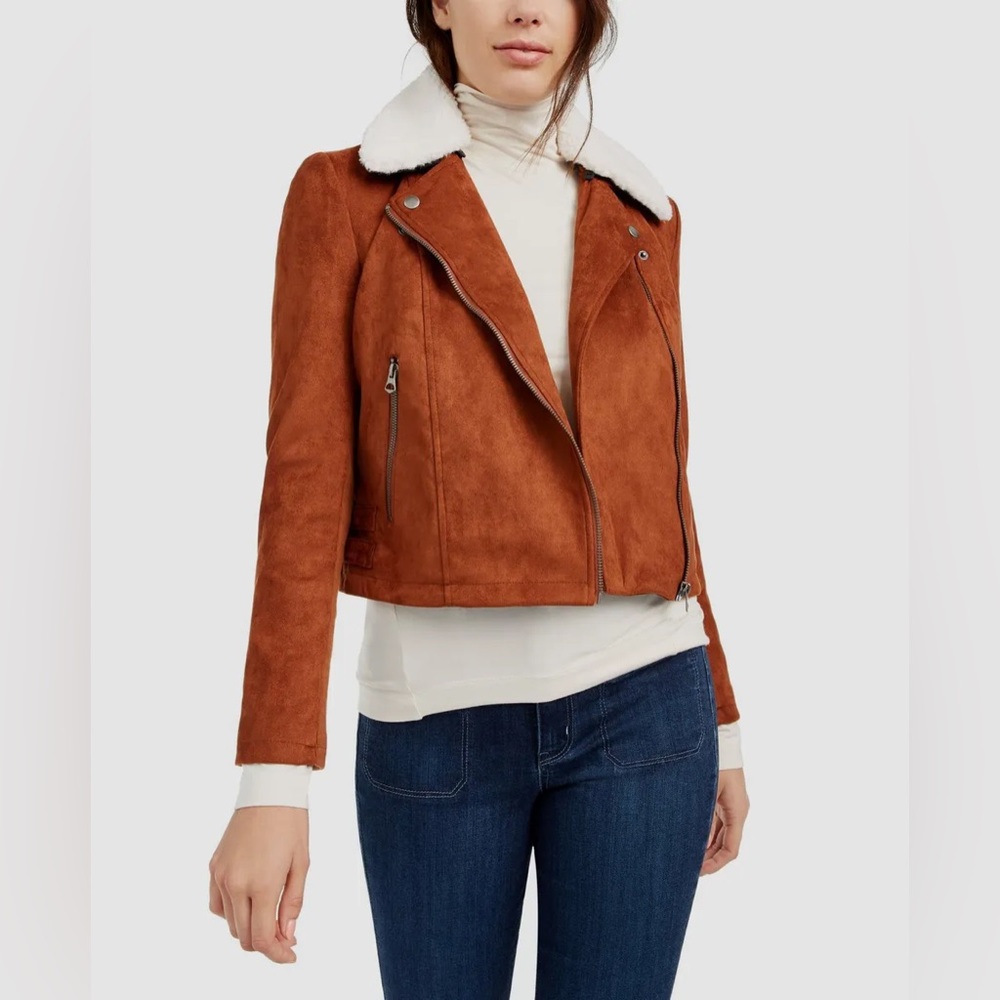French Connection Faux Leather Shearling Amaranta Jacker